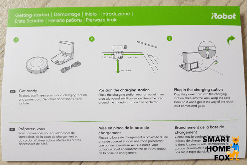 DieSchnellatartanleitung zeigt die ersten Schritte zur Inbetriebnahme des iRobo Roomba j7+